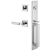 Viaggio Quadrato Right Handed Full Plate Keyed Entry "D" Grip Handleset with Contempo Smooth Interior Lever and Quadrato Trim - 2-3/4" Backset Bright Chrome