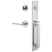 Viaggio Quadrato Left Handed Full Plate Keyed Entry "D" Grip Handleset with Brezza Interior Lever and Circolo Trim - 2-3/4" Backset Bright Chrome