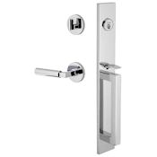 Viaggio Quadrato Right Handed Full Plate Keyed Entry "D" Grip Handleset with Contempo Smooth Interior Lever and Circolo Trim - 2-3/8" Backset Bright Chrome