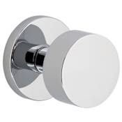 Viaggio Circolo Solid Brass Passage Door Knob Set with and Rosette - 2-3/4" Backset Bright Chrome
