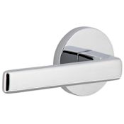 Viaggio Circolo Left Handed Solid Brass Passage Door Lever Set with Lusso Lever and Circolo Rosette - 2-3/8" Backset Bright Chrome