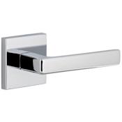 Viaggio Quadrato Right Handed Solid Brass Passage Door Lever Set with Lusso Lever and Quadrato Backplate - 2-3/8" Backset Bright Chrome