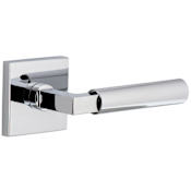 Viaggio Quadrato Right Handed Solid Brass Passage Door Lever Set with Contempo Lever and Quadrato Backplate - 2-3/8" Backset Bright Chrome