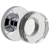 Viaggio Circolo Solid Brass Privacy Door Knob Set with Crystal Knob and Circolo Rosette - 2-3/4" Backset Bright Chrome