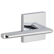 Viaggio Quadrato Left Handed Solid Brass Privacy Door Lever Set with Brezza Lever and Quadrato Backplate - 2-3/4" Backset Bright Chrome