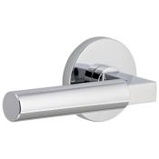 Viaggio Circolo Left Handed Solid Brass Privacy Door Lever Set with Contempo Lever and Circolo Rosette - 2-3/4" Backset Bright Chrome
