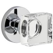 Viaggio Circolo Solid Brass Non-Turning Two-Sided Dummy Knob Set with Quadrato Crystal Knob and Circolo Rosette Bright Chrome