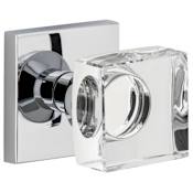 Viaggio Quadrato Solid Brass Non-Turning Two-Sided Dummy Knob Set with Crystal Knob and Quadrato Backplate Bright Chrome