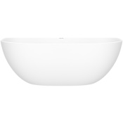 Victoria and Albert Barcelona 59" Free Standing Volcanic Limestone Soaking Tub with Center Drain Matte White