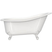 Victoria and Albert Shropshire 61" Free Standing Clawfoot Volcanic Limestone Soaking Tub with Reversible Drain and Overflow White Tub / White Metal Feet