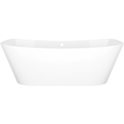 Victoria and Albert Trivento 65" Free Standing Volcanic Limestone Soaking Tub with Center Drain and Overflow Gloss White