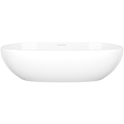 Victoria and Albert Barcelona 21-1/2" Oval Volcanic Limestone Vessel Bathroom Sink with Overflow and Gloss White