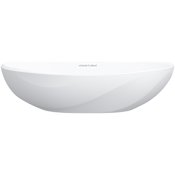 Victoria and Albert Seros 21-5/8" Oval Limestone Vessel Bathroom Sink with Overflow Standard Matte White