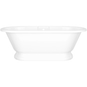 Victoria and Albert York 69" Free Standing Volcanic Limestone Soaking Tub with Center Drain and Overflow Gloss White