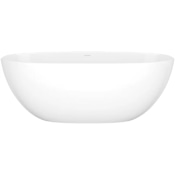 Victoria and Albert Barcelona 59" Free Standing Volcanic Limestone Soaking Tub with Center Drain Gloss White
