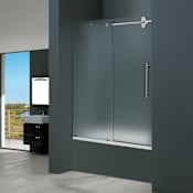 Vigo Elan 56 to 60 in. W x 66 in. H Sliding Frameless Tub Door in Chrome with 3/8 in. (10mm) Clear Glass Frosted / Chrome
