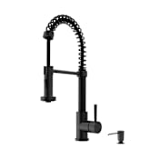 Vigo Edison 1.8 GPM 19" Single Hole Pre-Rinse Pull Down Kitchen Faucet with Soap Dispenser Matte Black