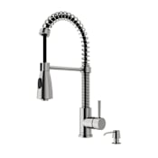 Vigo Brant 1.8 GPM 19" Single Hole Pre-Rinse Pull Down Kitchen Faucet with Soap Dispenser Stainless Steel