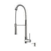 Vigo Laurelton 1.8 GPM 22" Single Hole Pre-Rinse Pull Down Kitchen Faucet with Soap Dispenser Stainless Steel