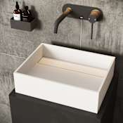 Vigo Montauk 17" L x 13" W x 5" H Rectangular Stone Composite Vessel Bathroom Sink Matte White
