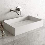Vigo Montauk 23" L x 15" W x 5" H Rectangular Stone Composite Vessel Bathroom Sink Matte White