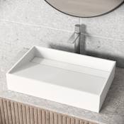 Vigo Starr 23" L x 15" W x 5" H Rectangular Stone Composite Vessel Bathroom Sink Matte White