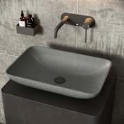Vigo Lorca Gothic 22" L x 15" W x 5" H Rectangular Concrete Vessel Bathroom Sink Gray