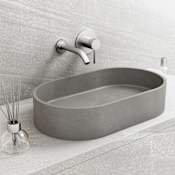 Vigo Sagrada Gothic 24" L x 14" W x 5" H Oval Concrete Vessel Bathroom Sink Gray