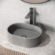 Vigo Giralda Gothic 16" L x 11" W x 5" H Oval Concrete Vessel Bathroom Sink Gray