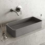 Vigo Palazzo Gothic 24" L x 11" W x 5" H Rectangular Concrete Vessel Bathroom Sink Gray