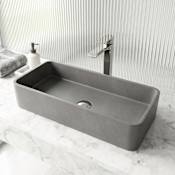 Vigo Palazzo Gothic 24" L x 11" W x 5" H Rectangular Concrete Vessel Bathroom Sink Gray