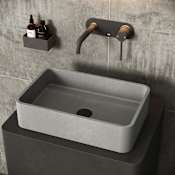 Vigo Cordoba Gothic 20" L x 13" W x 5" H Rectangular Concrete Vessel Bathroom Sink Gray