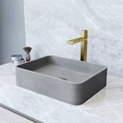 Vigo Segovia Gothic 16" L x 12" W x 4" H Rectangular Concrete Vessel Bathroom Sink Gray