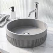 Vigo Cypress 16" L x 16" W x 5" H Circular Concrete Vessel Bathroom Sink Gray