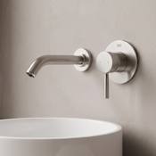 Vigo Olus 1.2 GPM 5" Single Handle Wall Mounted Widespread Bathroom Faucet Brushed Nickel