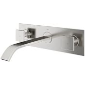 Vigo Titus 1.2 GPM 3" Double Handle Wall Mounted Widespread Bathroom Faucet Brushed Nickel