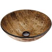 Vigo Giovanni 17" L x 17" W x 6" H Circular Glass Vessel Bathroom Sink Amber Sunset