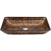 Vigo Donatello 23" L x 15" W x 5" H Rectangular Glass Vessel Bathroom Sink Golden Greek