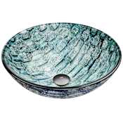 Vigo Giovanni 17" L x 17" W x 6" H Circular Glass Vessel Bathroom Sink Oceania