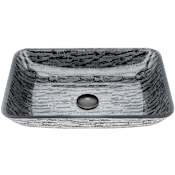 Vigo Donatello 18" L x 13" W x 4" H Rectangular Glass Vessel Bathroom Sink Black / Grey