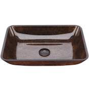 Vigo Donatello 18" L x 13" W x 4" H Rectangular Glass Vessel Bathroom Sink Russet
