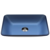 Vigo Sottile 18" L x 13" W x 4" H Rectangular Glass Vessel Bathroom Sink Royal Blue
