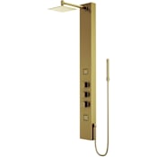 Vigo Rector 55" H 2-Jet Thermostatic Shower Panel with Shower Head, Hand Shower, Body Sprays, Shower Arm, Hose, and Valve Trim Matte Brushed Gold