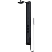 Vigo Bowery 59" H 4-Jet Thermostatic Shower Panel with Shower Head, Hand Shower, Body Sprays, and Hose Matte Black