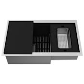 Vigo Hampton 32" Undermount Single Basin Stainless Steel Kitchen Sink with Basket Strainer, Colander and Cutting Board Stainless Steel