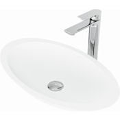 Vigo Wisteria 23" Oval Stone Composite Vessel Bathroom Sink with 1.2 GPM 11" Deck Mounted Bathroom Faucet and Pop-Up Drain Assembly Chrome