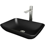 Vigo Sottile 18" Rectangular Glass Vessel Bathroom Sink with 1.2 GPM 11" Deck Mounted Bathroom Faucet and Pop-Up Drain Assembly Brushed Nickel / Matte Black