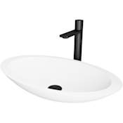 Vigo Wisteria 23" Oval Stone Composite Vessel Bathroom Sink with 1.2 GPM 11" Deck Mounted Bathroom Faucet and Pop-Up Drain Assembly Matte White