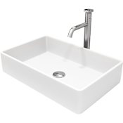 Vigo Matte Stone Magnolia Composite Rectangular Vessel Bathroom Sink with Faucet and Pop-Up Drain Brushed Nickel