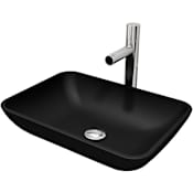 Vigo Matte Shell Sottile Glass Rectangular Vessel Bathroom Sink with Ashford Faucet and Pop-Up Drain Chrome